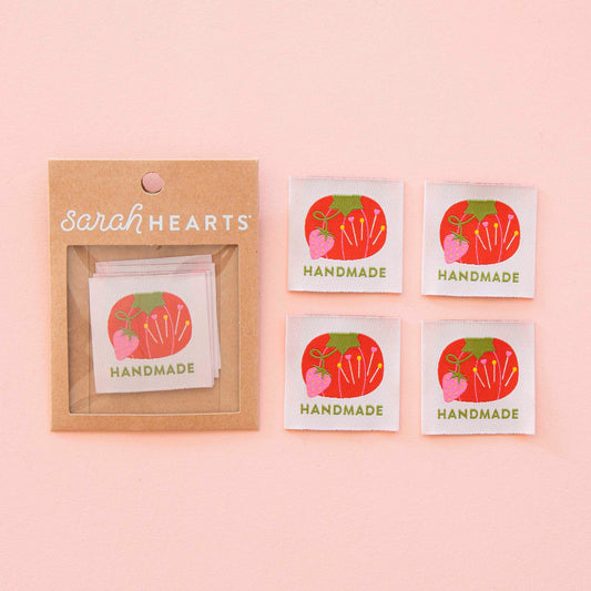 Tomato Pincushion Handmade Large Woven Labels from Sarah Hearts