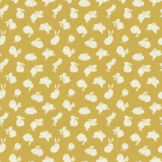 YELLOW Moon Rabbit - Double Gauze from PBS Fabrics