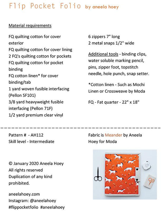 Flip Pocket Folio  by Aneela Hoey Patterns