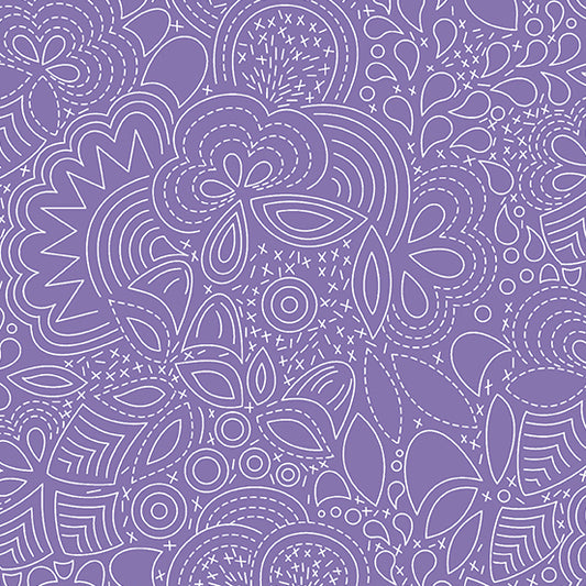 WISTERIA Stitched from Century Prints - Hopscotch by Alison Glass, Andover