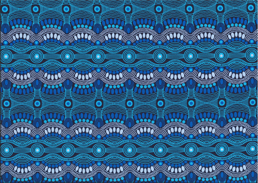 Desert Flora Blue by Roseanne Ellis, M&S Textiles Australia