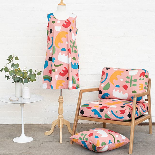 PINK Shapes on Cotton Sateen - Lisa Congdon for Nerida Hansen