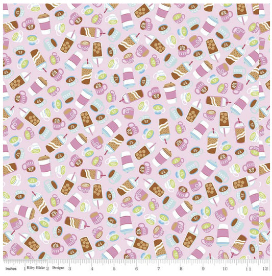 Petal Pink Coffee Drinks, Rainbowfruit by Damask Love for Riley Blake