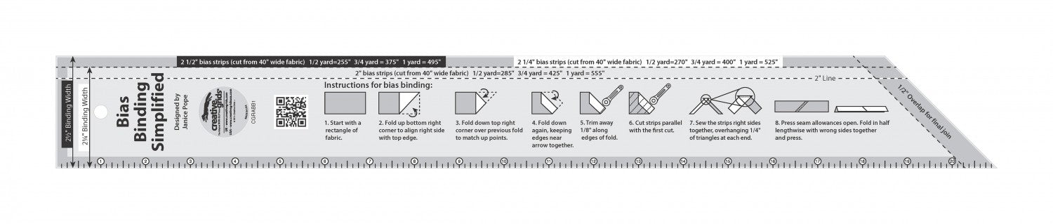Bias Binding Ruler by Creative Grids – Beehive Craft Studio