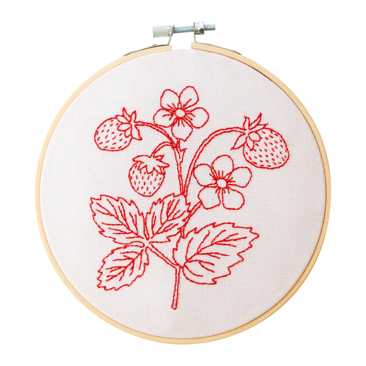 Strawberry Plant Botanical Embroidery Kit by Cotton Clara
