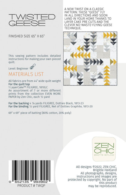 Twisted Geese Quilt Pattern by Zen Chic