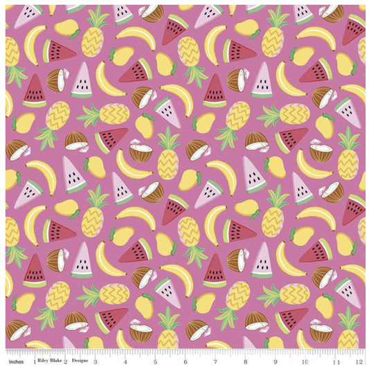 HOT PINK Let's Get Coconuts, Rainbowfruit by Damask Love for Riley Blake